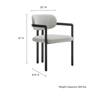 Modway Furniture Elio Barrel Dining Chair - Sculptural Metal Frame with Textured Upholstery for Modern Elegance Black Dove Gray EEI-7229-BLK-DOV