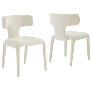 Modway Furniture Stellan Curved Back Boucle Dining Chair Set of 2 - Modern Comfort and Timeless Style for Any Space Cream EEI-7230-CRE
