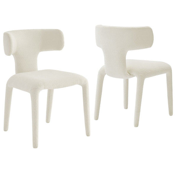 Modway Furniture Stellan Curved Back Boucle Dining Chair Set of 2 - Modern Comfort and Timeless Style for Any Space Cream EEI-7230-CRE