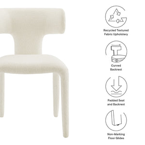 Modway Furniture Stellan Curved Back Boucle Dining Chair Set of 2 - Modern Comfort and Timeless Style for Any Space Cream EEI-7230-CRE