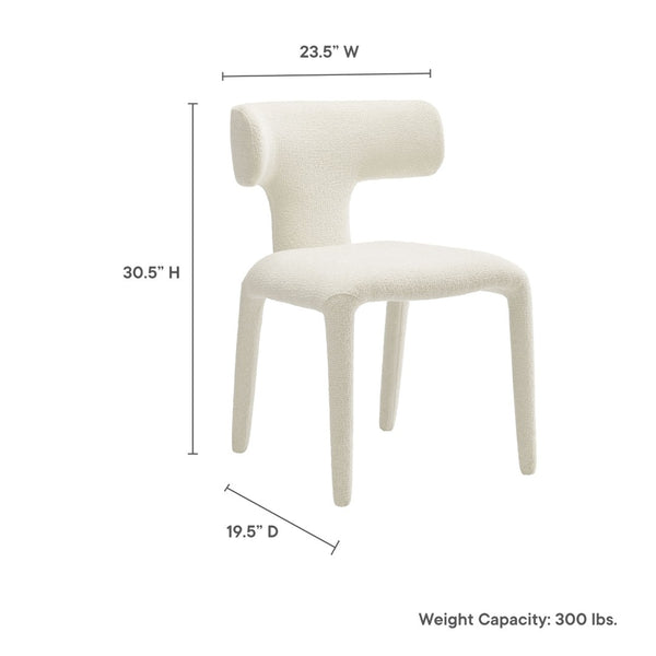 Modway Furniture Stellan Curved Back Boucle Dining Chair Set of 2 - Modern Comfort and Timeless Style for Any Space Cream EEI-7230-CRE