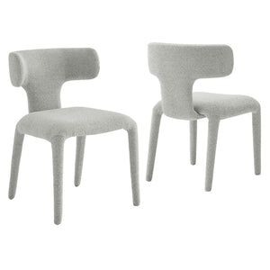Modway Furniture Stellan Curved Back Boucle Dining Chair Set of 2 - Modern Comfort and Timeless Style for Any Space Dove Gray EEI-7230-DOV