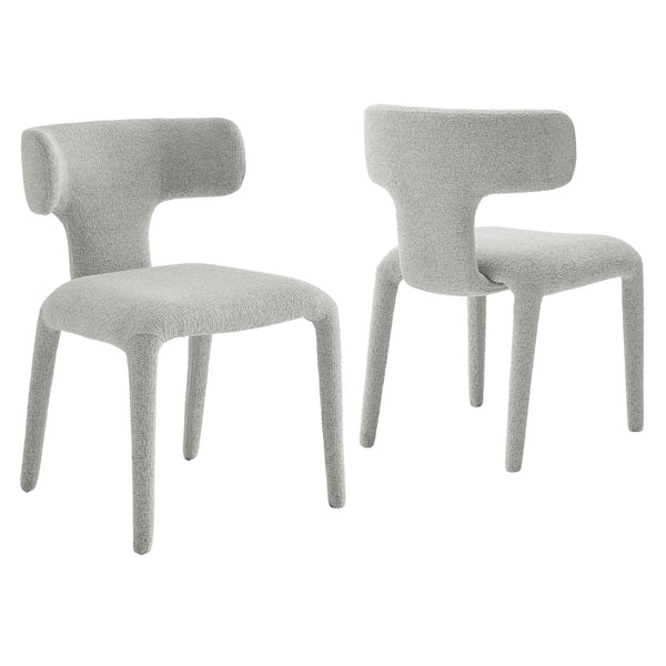 Modway Furniture Stellan Curved Back Boucle Dining Chair Set of 2 - Modern Comfort and Timeless Style for Any Space Dove Gray EEI-7230-DOV