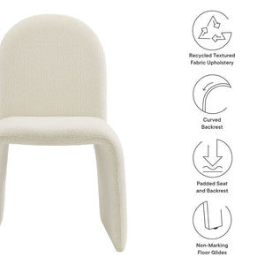 Modway Furniture Junia Boucle Upholstered Arch Armless Dining Chair - Sculptural Comfort for Modern Living Spaces Cream EEI-7231-CRE