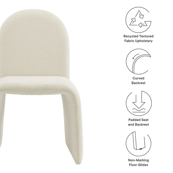 Modway Furniture Junia Boucle Upholstered Arch Armless Dining Chair - Sculptural Comfort for Modern Living Spaces Cream EEI-7231-CRE