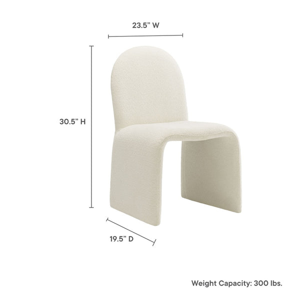 Modway Furniture Junia Boucle Upholstered Arch Armless Dining Chair - Sculptural Comfort for Modern Living Spaces Cream EEI-7231-CRE