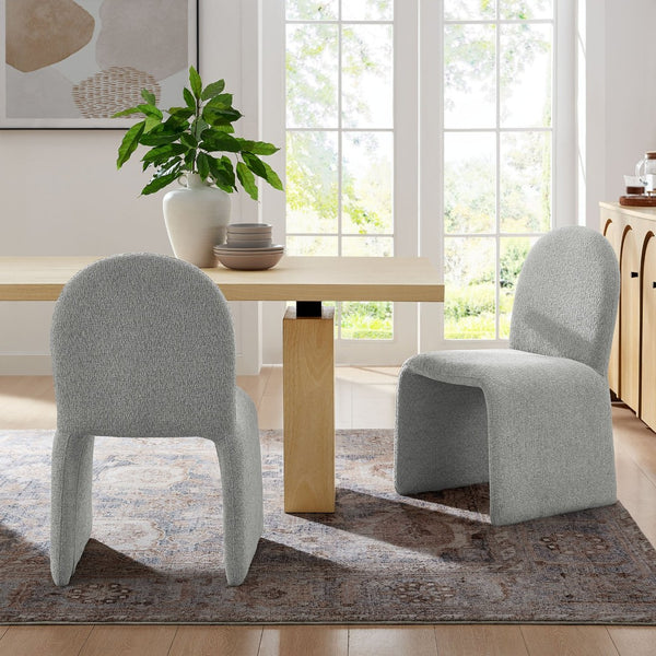Modway Furniture Junia Boucle Upholstered Arch Armless Dining Chair - Sculptural Comfort for Modern Living Spaces Dove Gray EEI-7231-DOV