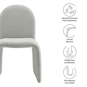 Modway Furniture Junia Boucle Upholstered Arch Armless Dining Chair - Sculptural Comfort for Modern Living Spaces Dove Gray EEI-7231-DOV