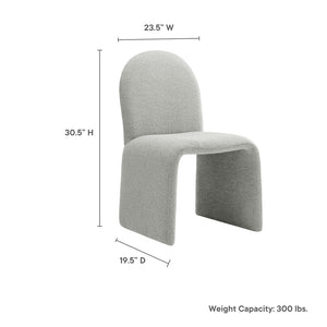 Modway Furniture Junia Boucle Upholstered Arch Armless Dining Chair - Sculptural Comfort for Modern Living Spaces Dove Gray EEI-7231-DOV
