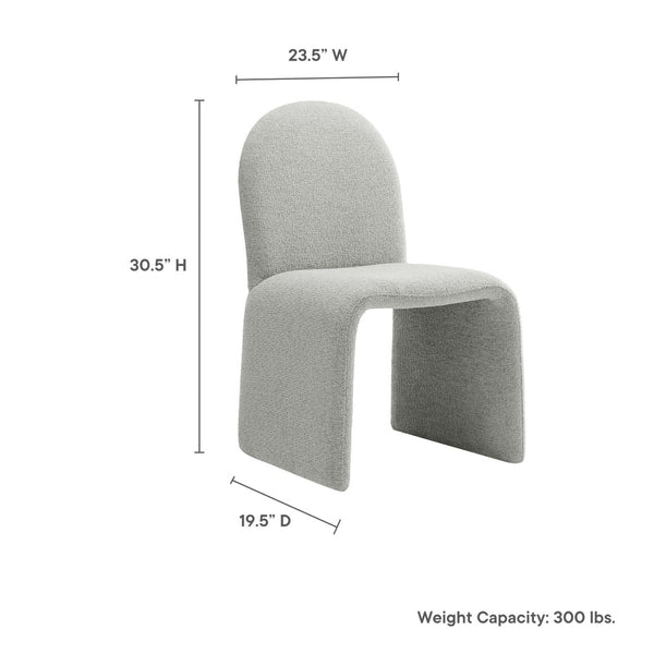 Modway Furniture Junia Boucle Upholstered Arch Armless Dining Chair - Sculptural Comfort for Modern Living Spaces Dove Gray EEI-7231-DOV