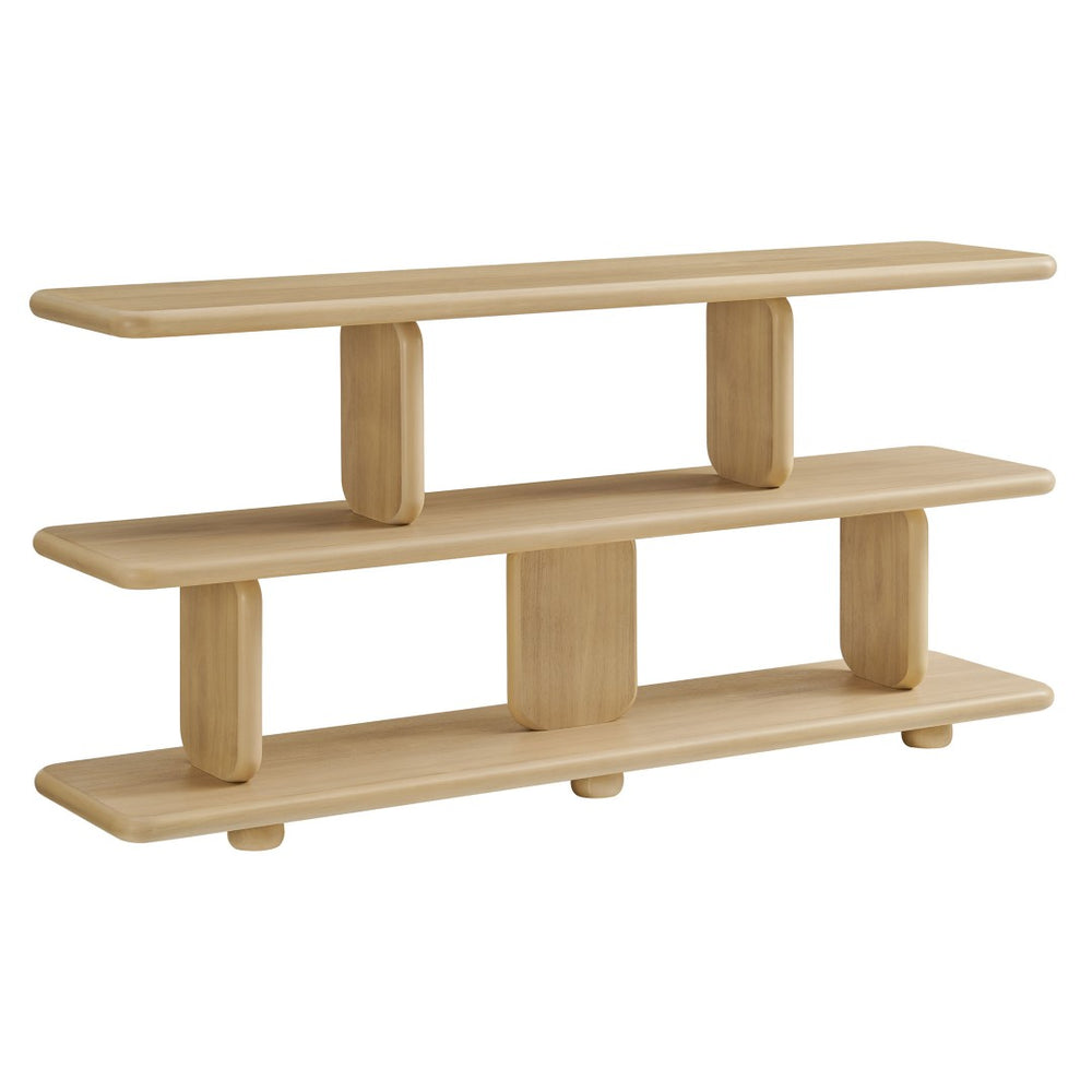 Modway Furniture Lyle Sculptural 2-Tier Bookshelf - Modern Open Frame Design for Stylish Storage and Display Solutions Natural EEI-7232-NAT