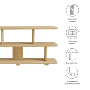 Modway Furniture Lyle Sculptural 2-Tier Bookshelf - Modern Open Frame Design for Stylish Storage and Display Solutions Natural EEI-7232-NAT