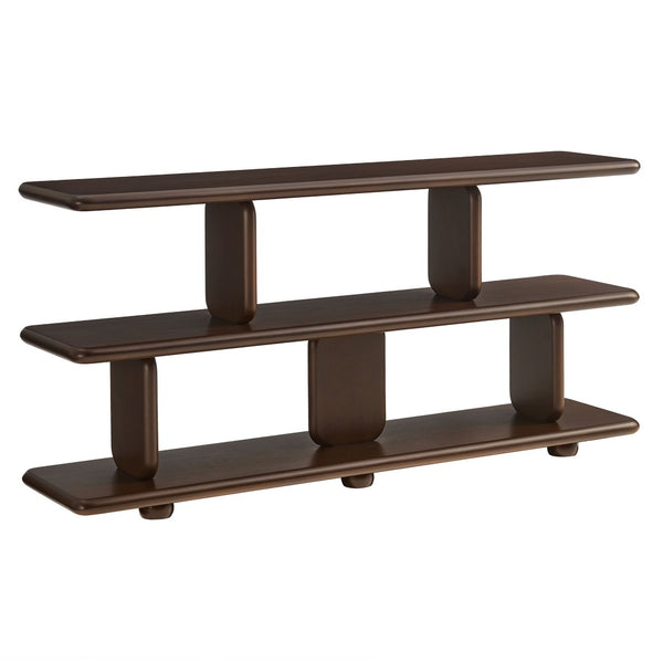 Modway Furniture Lyle Sculptural 2-Tier Bookshelf - Modern Open Frame Design for Stylish Storage and Display Solutions Walnut EEI-7232-WAL