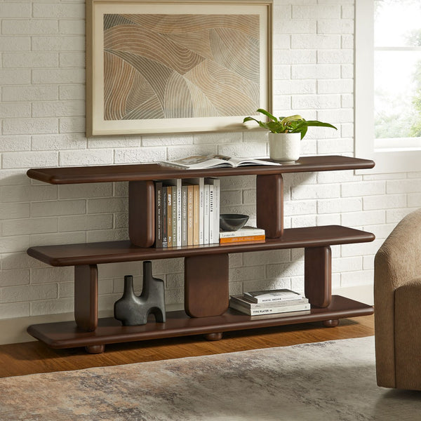 Modway Furniture Lyle Sculptural 2-Tier Bookshelf - Modern Open Frame Design for Stylish Storage and Display Solutions Walnut EEI-7232-WAL