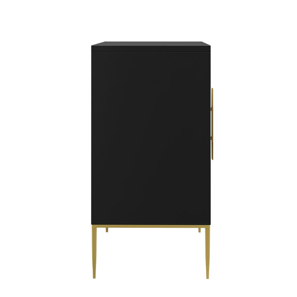 Modway Furniture Awaken 35" Accent Cabinet - Stylish Black Storage with Sunburst Design & Gold Accents for Any Room EEI-7233-BLK