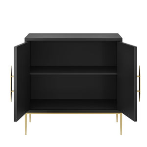 Modway Furniture Awaken 35" Accent Cabinet - Stylish Black Storage with Sunburst Design & Gold Accents for Any Room EEI-7233-BLK
