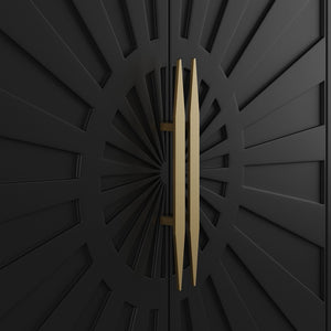 Modway Furniture Awaken 35" Accent Cabinet - Stylish Black Storage with Sunburst Design & Gold Accents for Any Room EEI-7233-BLK