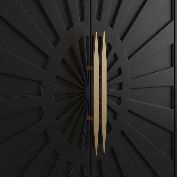 Modway Furniture Awaken 35" Accent Cabinet - Stylish Black Storage with Sunburst Design & Gold Accents for Any Room EEI-7233-BLK