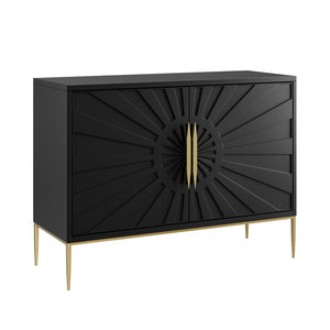 Modway Furniture Awaken 47" Accent Cabinet - Modern Sunburst Design with Gold Base, Adjustable Shelving & Storage EEI-7234-BLK