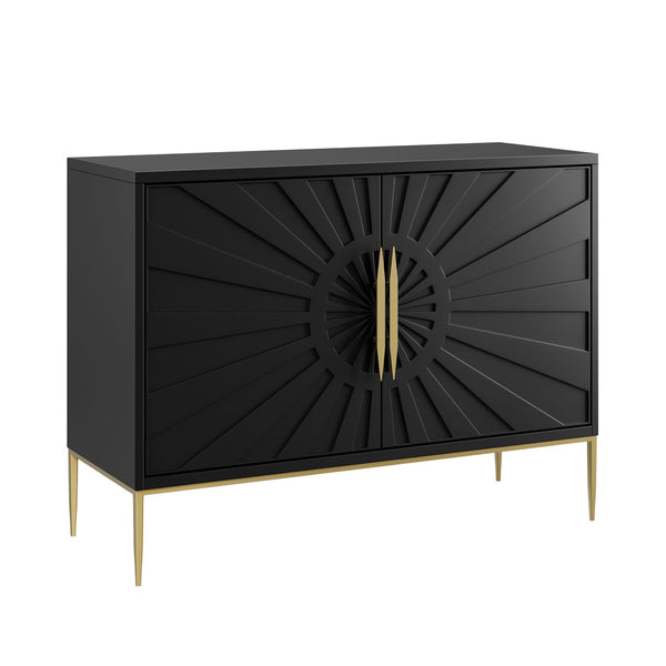 Modway Furniture Awaken 47" Accent Cabinet - Modern Sunburst Design with Gold Base, Adjustable Shelving & Storage EEI-7234-BLK