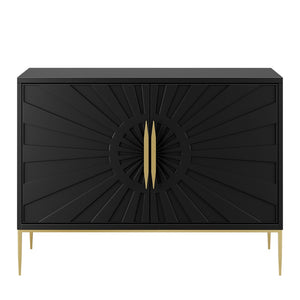Modway Furniture Awaken 47" Accent Cabinet - Modern Sunburst Design with Gold Base, Adjustable Shelving & Storage EEI-7234-BLK
