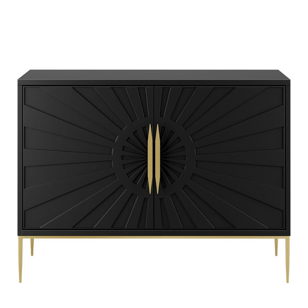 Modway Furniture Awaken 47" Accent Cabinet - Modern Sunburst Design with Gold Base, Adjustable Shelving & Storage EEI-7234-BLK