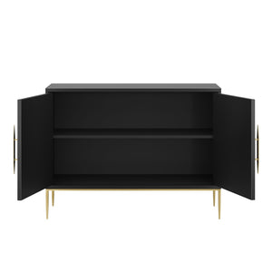 Modway Furniture Awaken 47" Accent Cabinet - Modern Sunburst Design with Gold Base, Adjustable Shelving & Storage EEI-7234-BLK