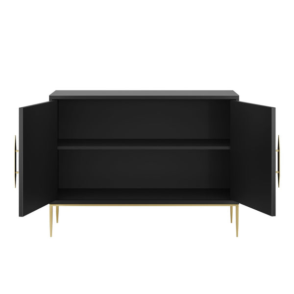 Modway Furniture Awaken 47" Accent Cabinet - Modern Sunburst Design with Gold Base, Adjustable Shelving & Storage EEI-7234-BLK
