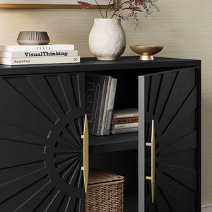 Modway Furniture Awaken 47" Accent Cabinet - Modern Sunburst Design with Gold Base, Adjustable Shelving & Storage EEI-7234-BLK