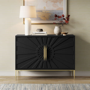 Modway Furniture Awaken 47" Accent Cabinet - Modern Sunburst Design with Gold Base, Adjustable Shelving & Storage EEI-7234-BLK
