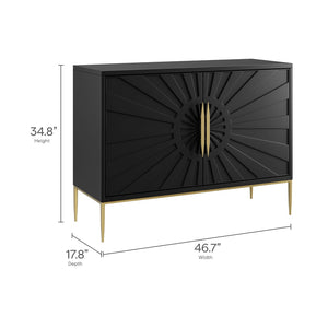 Modway Furniture Awaken 47" Accent Cabinet - Modern Sunburst Design with Gold Base, Adjustable Shelving & Storage EEI-7234-BLK
