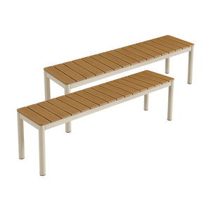 Modway Furniture Finn Outdoor Patio Aluminum Bench Set of 2 with Faux Wood Top – Stylish, Durable, Low-Maintenance! EEI-7238-NAT