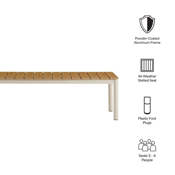 Modway Furniture Finn Outdoor Patio Aluminum Bench Set of 2 with Faux Wood Top – Stylish, Durable, Low-Maintenance! EEI-7238-NAT