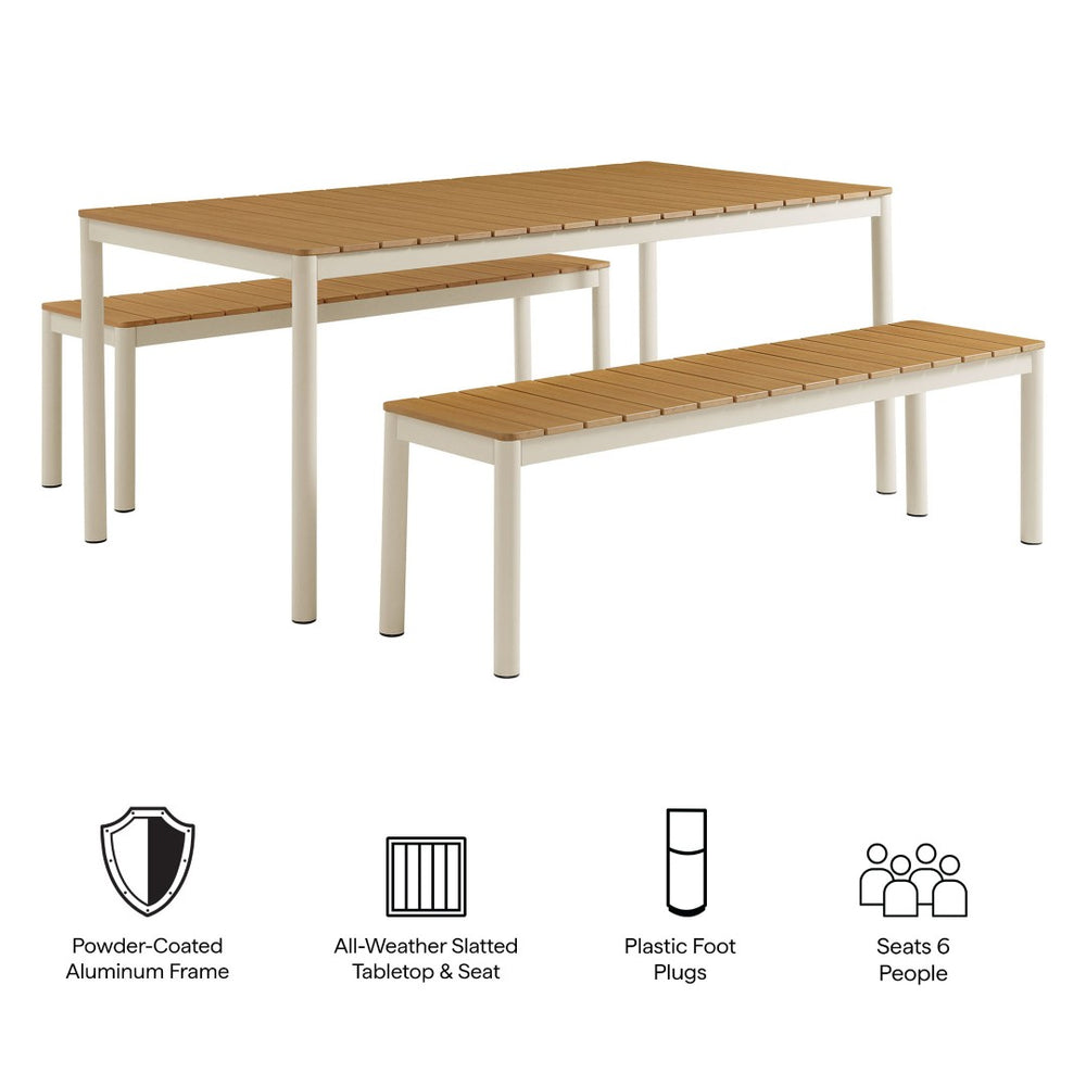 Modway Furniture Finn Outdoor Patio Dining Set with Benches - Modern Aluminum Frame, Weather-Resistant & Stylish EEI-7239-NAT