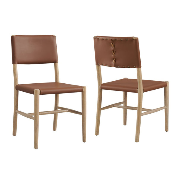 Modway Furniture Dover Wood Vegan Leather Dining Side Chairs Set of 2 – Stylish Mid-Century Modern Comfort for Any Space EEI-7240-NAT-SDL