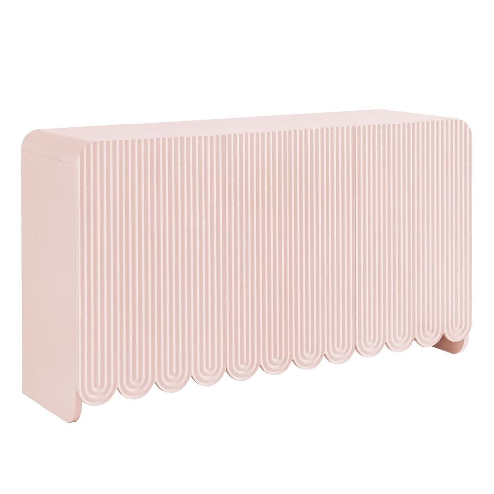 Modway Furniture Dahlia Fluted and Scalloped Sideboard Cabinet - Elegant Storage Solution for Dining and Living Spaces Soft Pink EEI-7241-PNK