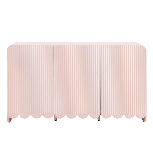 Modway Furniture Dahlia Fluted and Scalloped Sideboard Cabinet - Elegant Storage Solution for Dining and Living Spaces Soft Pink EEI-7241-PNK