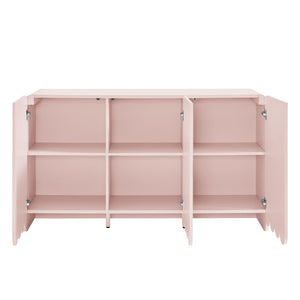 Modway Furniture Dahlia Fluted and Scalloped Sideboard Cabinet - Elegant Storage Solution for Dining and Living Spaces Soft Pink EEI-7241-PNK