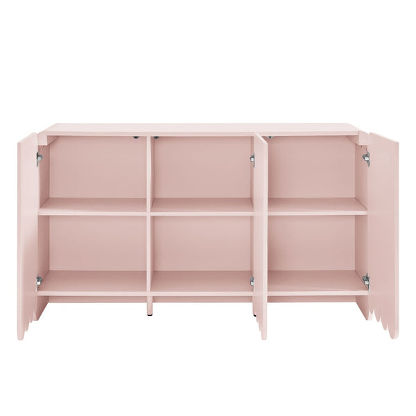 Modway Furniture Dahlia Fluted and Scalloped Sideboard Cabinet - Elegant Storage Solution for Dining and Living Spaces Soft Pink EEI-7241-PNK