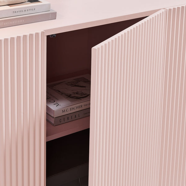 Modway Furniture Dahlia Fluted and Scalloped Sideboard Cabinet - Elegant Storage Solution for Dining and Living Spaces Soft Pink EEI-7241-PNK