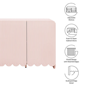Modway Furniture Dahlia Fluted and Scalloped Sideboard Cabinet - Elegant Storage Solution for Dining and Living Spaces Soft Pink EEI-7241-PNK