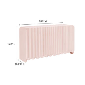 Modway Furniture Dahlia Fluted and Scalloped Sideboard Cabinet - Elegant Storage Solution for Dining and Living Spaces Soft Pink EEI-7241-PNK