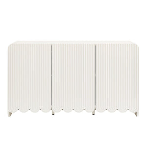 Modway Furniture Dahlia Fluted and Scalloped Sideboard Cabinet - Elegant Storage Solution for Dining and Living Spaces White EEI-7241-WHI