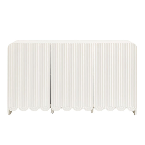 Modway Furniture Dahlia Fluted and Scalloped Sideboard Cabinet - Elegant Storage Solution for Dining and Living Spaces White EEI-7241-WHI