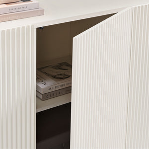 Modway Furniture Dahlia Fluted and Scalloped Sideboard Cabinet - Elegant Storage Solution for Dining and Living Spaces White EEI-7241-WHI