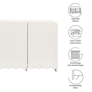 Modway Furniture Dahlia Fluted and Scalloped Sideboard Cabinet - Elegant Storage Solution for Dining and Living Spaces White EEI-7241-WHI