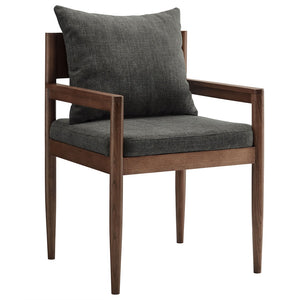 Modway Furniture Remington Wood Dining Armchair - Stylish Comfort with Solid Elm Frame and Textured Upholstery Design Charcoal EEI-7243-CHA