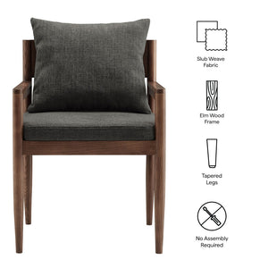 Modway Furniture Remington Wood Dining Armchair - Stylish Comfort with Solid Elm Frame and Textured Upholstery Design Charcoal EEI-7243-CHA