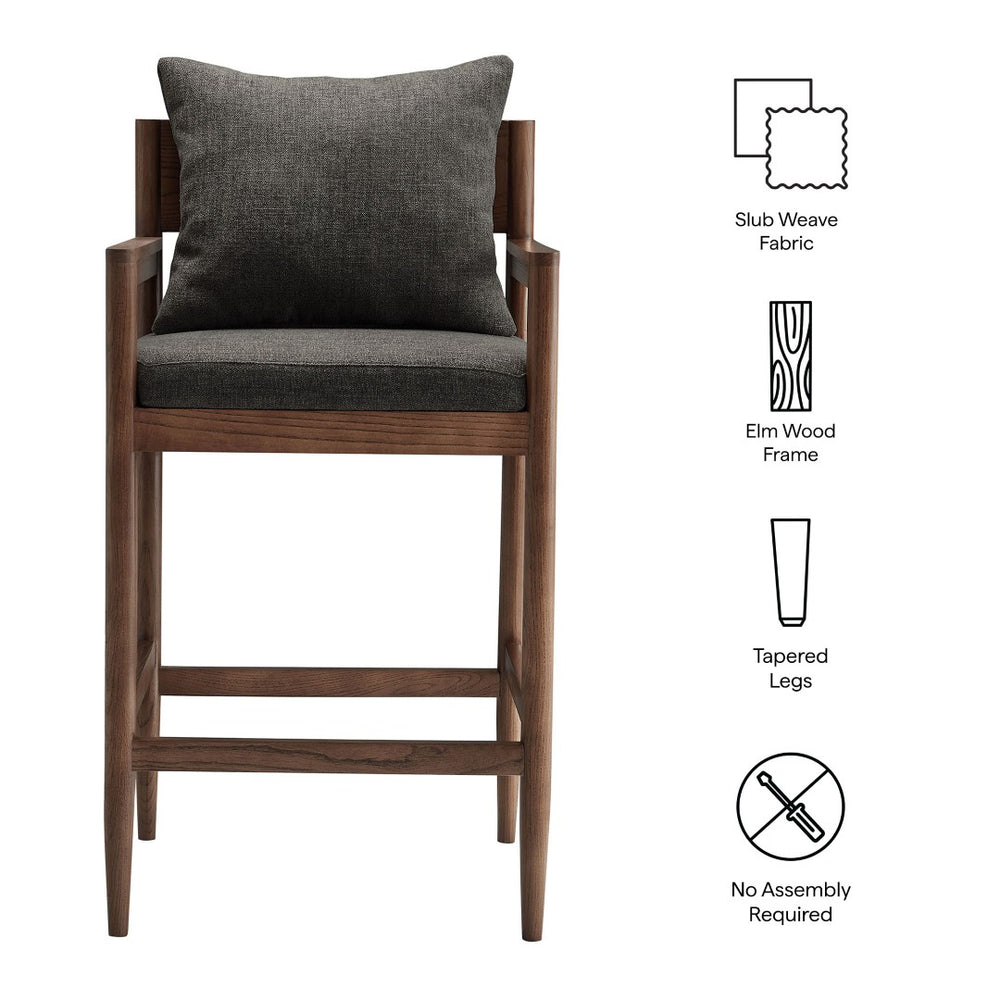 Modway Furniture Remington Bar Stool – Contemporary Scandinavian Design with Comfort and Support for Modern Spaces Charcoal EEI-7245-CHA