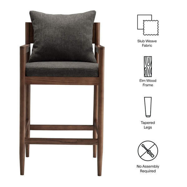 Modway Furniture Remington Bar Stool – Contemporary Scandinavian Design with Comfort and Support for Modern Spaces Charcoal EEI-7245-CHA